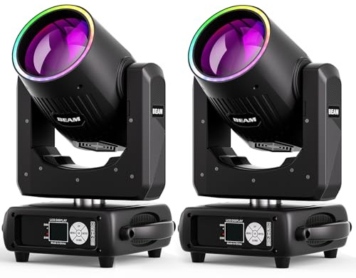 2 piezas 295W Beam Cabeza Móvil LED 14 Colores14 Gobos Mini Iluminación de Escenario Prisma nebulización Foco Electrónico Luces de Fiesta para DJ Disco bar Cumpleaños Discoteca