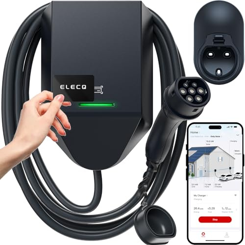 ELECQ Wallbox 11kW Trifase con App & RFID | Gestione del carico & Ricarica Solare (Richiede Power Monitor) | WiFi OCPP | Tipo 2 Cavo 5M | Stazione di Ricarica Auto Elettriche casa | Conforme GSE