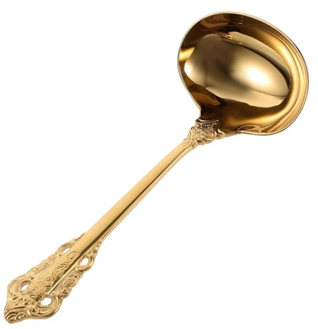 SOIMISS Cucharón De Acero Inoxidable Dorado Grande Para Servir Sopa, Utensilio Multifuncional Resistente Corrosión, Para Cocina Occidental y Uso Restaurante,