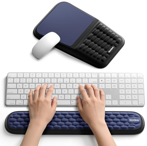 VAYDEER Alfombrilla ergonómica para el reposabrazos del teclado y el ratón – suave alfombrilla de ratón de espuma viscoelástica con soporte para el reposabrazos, base antideslizante, alivia el dolor
