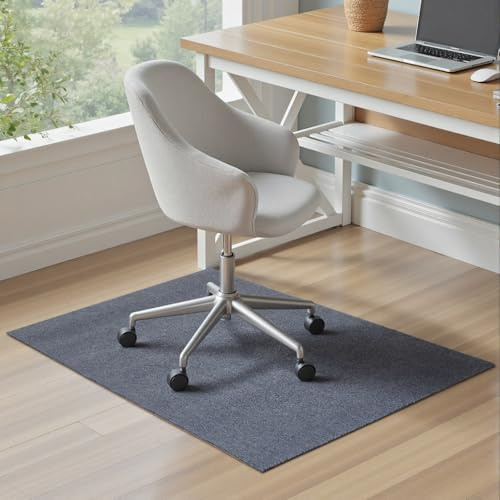 Warmiehomy Office Chair Mat for Carpet & Hardwood Floors, 90x120cm Heavy Duty Floor Protector, Anti-Slip Gaming Rug with Felt Surface & Rubber Back, Extra Thick Chair Mat for Home Office (Dark Grey)