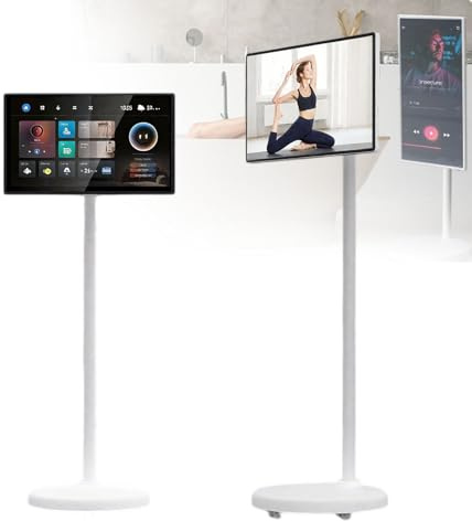 Gavscient Écran Intelligent avec Affichage Tactile, Moniteur TV Android Portable, Grand écran FHD IPS, Batterie 6000mAh intégrée, Miroir sans Fil, Support réglable et Mobile – pour Maison 21.5-4/64G