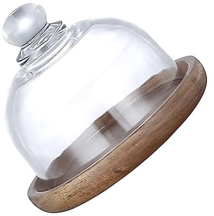 TOYANDONA Assiette De Service à Gâteau Mini, Plateau Dessert En Bois Massif Et Verre, Support Élégant Pour Présentation De Gâteaux Et Collations, Usage Domestique Et Restauration,