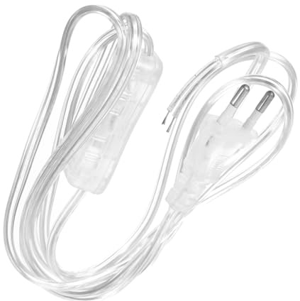 DONFAMDS Transparente Verlängerungsschnur mit Eurostecker und Schnurschalter 1,8m PVC Stromkabel für Pendelleuchten Innen und Außen Ersatzlampenkabel für Flexible Installation