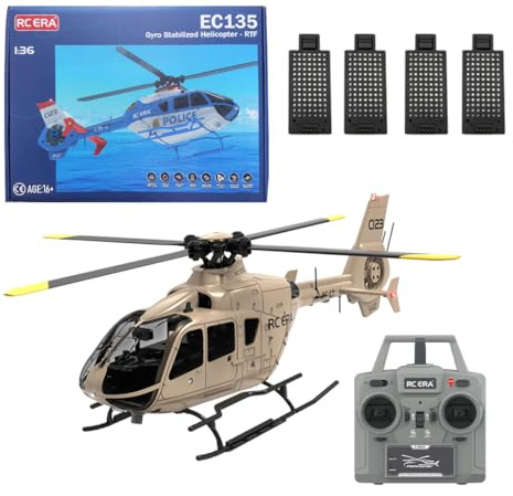 RCXTechPro RC ERA C123 6CH RC Hubschrauber, 1:36 EC135 Optisch Stabilisiertes Flugzeugmodell mit 3D-Flug, Höhenhaltung, bürstenloser Ferngesteuerter Helikopter für Erwachsene – RTF