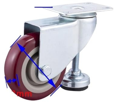 1 styck 1,5 tum/2 tum/2,5 tum/3 tum/4 tum horisontellt justerbar svänghjul med fotskål, horisontellt justerbar styrhjul av PVC (4 tum)