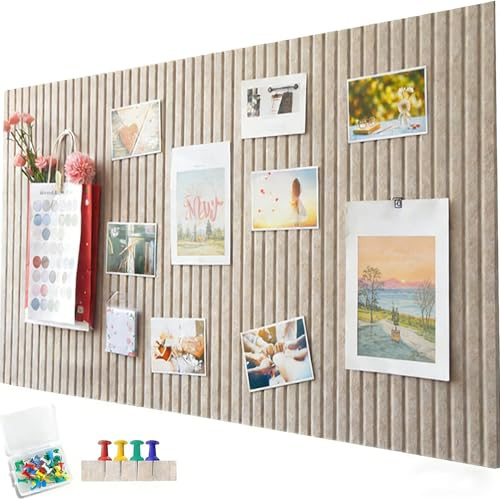LLCS® Große Filz Pinnwand Selbstklebend 90x60cm - Dekorative Pinnwand aus Filz mit 30 Reißzwecke, 0,9cm Dick, Moderne Pinnwand Ohne Bohren eignen sich für Büros, Schulen, Kinderzimmer, Dunkles Kamel