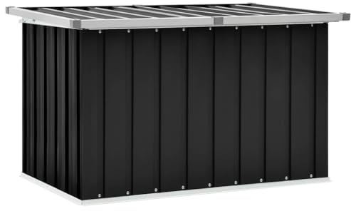 Brokky Gartenbox wasserdicht Metall Auflagenbox Gartentruhe Outdoor Kissenbox wetterfest Aufbewahrungsbox Werkzeugkasten für Garten Balkon-Anthrazit-109 x 67 x 65 cm