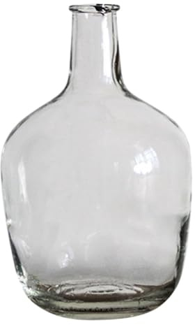 FELTECHELECTR Jarrón de Cristal Boca Pequeña y Cuerpo Ancho, Maceta Transparente para Orquídeas y Flores, Material Vidrio para Decoración en Casa U Oficina