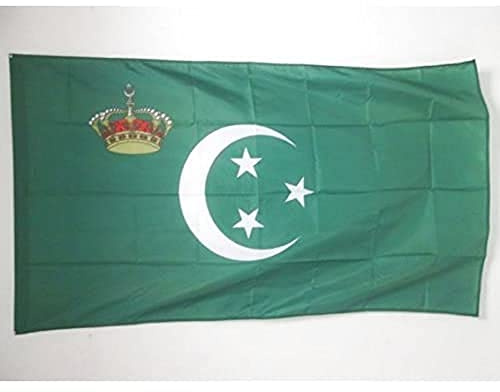 AZ FLAG Drapeau Etendard royal d'Egypte 1922-1952 150x90 cm Fourreau | Usage intérieur et extérieur Drapeau décoratif du royaume égyptien coutures doubles et bords renforcés avec fourreau pour mât