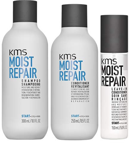 KMS MoistRepair Shampoo 300 ml, Conditioner 300 ml und Leave-In Conditioner 150 ml