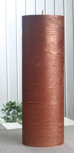 CandleCorner Rustik-Kerzen, 30 x 10 cm Ø, Kupfer-metallic, Unparfümiert