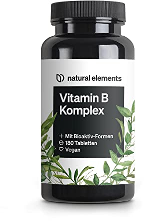 Vitamine B Complex – 180 comprimés pour 6 mois – matière première premium Quatrefolic® – avec formes bioactives et 2 cofacteurs – végane, hautement dosé, contrôlé en laboratoire