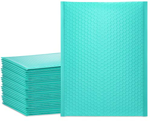 UCGOU Bubble Mailers 10.5x16 Inch Teal 25 Pack Poly Padded Envelopes Large #5 Mailing Packages Opaque Packaging Postal Self Seal Adhesive Waterproof Boutique Shipping Bags for Clothes