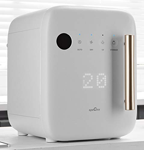 Spectra Stérilisateur à ultraviolet pour biberon avec 4 modes de rangement - Facile à utiliser - Système de contrôle tactile et mode silencieux - Blanc