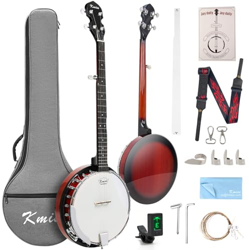 Kmise Banjo 5 String Banjos,Professional Full Size 38 Inch Open or Closed Back With Resonator, Bridge, Strings Pack, Finger Picks, Strap, Case, Tuner Accessories Set Gift Choice for Adults Beginner