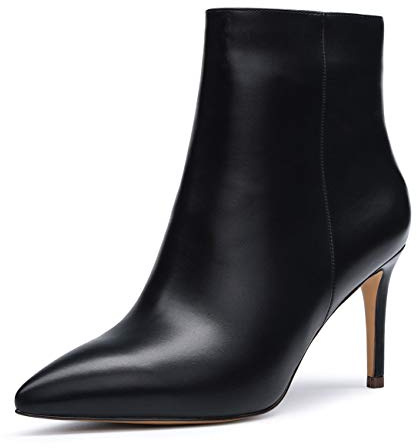 Castamere Botas Cremalleras Mujer Tacón de Aguja Botines Tacón Medio 8CM Negro Pu Zapatos EU 38