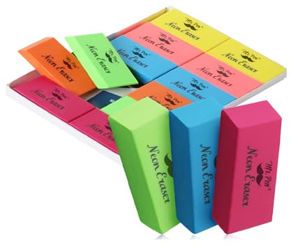 Mr. Pen- Erasers, Pencil Eraser, 12 Pack, Neon Colors, Erasers, Eraser, Eraser Pencil