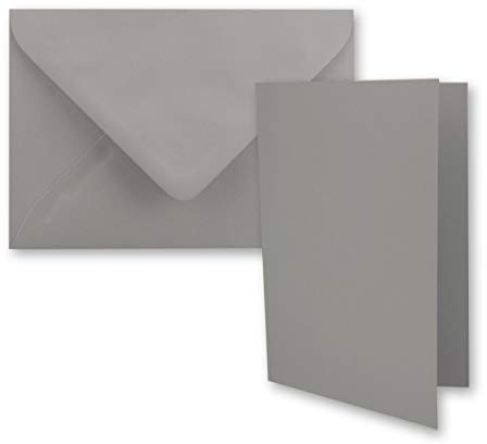 25x DIN B6 Faltkarten Set mit Umschlägen in Graphit (Grau) - 120 x 170 mm - ideal für Einladungskarten, Hochzeit, Taufe, Kommunion, Konfirmation - Marke: FarbenFroh