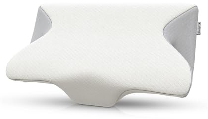 SUTERA - Dream Deep Contour Memory Foam Pillow, Orthopedic Cervical Support for Neck, Shoulder and Back Pain Relief, Ergonomic Pillow for Side, Back and Stomach Sleepers, Washable Cover - White+Bag