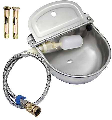 APlayfulBee Automatischer Bewässerungsnapf aus Edelstahl, für Tiere, Tiere, automatische Bewässerung für Hunde, Rinder, Pferde, Schwimmerventil, Schaf, Ziege, Wasserventil, Rohr und Adapter (1.9 cm)