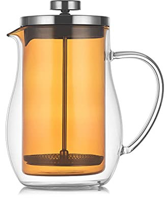 LTLWSH Cafetera Francesa, French Press, Prensa Francesa con Triple Filtro Embolo Fabricada con Acero Inoxidable - Cafetera Filtro para Casa, Cocina, Oficina y Viajar,Amber,600ml