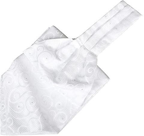 Beaface Cravatte da uomo auto-annodabili, cravatte per uomo in jacquard floreale paisley tessuto Ascot per matrimonio, business, festa, casual, bianco, Taglia unica