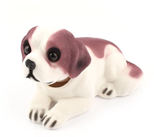 Ruilogod Dog Nod Nodding Bobblehead Car Dashboard White Light Purple