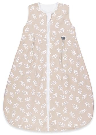emma & noah Baby Schlafsack 1.0 TOG, Ganzjahres Schlafsack für den Frühling, Sommer und Herbst, 100% Bio-Baumwolle, OEKO-TEX Zertifiziert, Strampelsack für Neugeborene (Floral Sand, 80 cm)