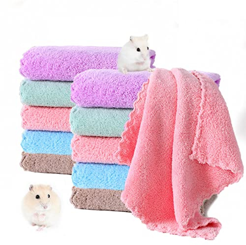 MZQSIY 10 Stück Kleintier-Plüschbetten, Meerschweinchen- und Hamster-Fleece-Käfigeinlagen, Zubehör für Kaninchen, Hasen, Chinchilla, Eichhörnchen, Igel, 30 x 30 cm