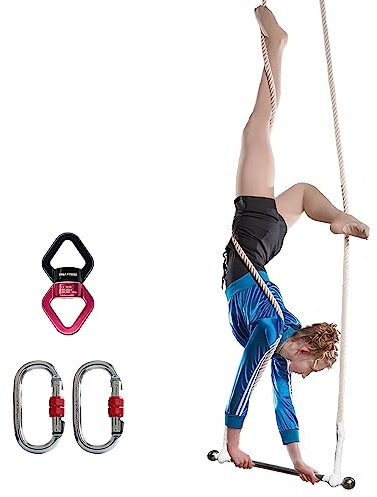 PRIOR FITNESS Luft Trapez Bar Set, Premium Stahl Trapez Bar mit 2M Seil für Luft Akrobatik, für Innen und Außen, Ideal für Aerial Yoga Swing Dance und Zirkusvorstellungen