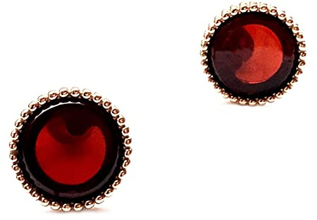 Ohrstecker Rose Gold vergoldeter Silber 925 Damen Runde 12mm Ohrringe Stecker mit Bernstein, Bernsteinohrringe, Designer Schmuck für Frauen