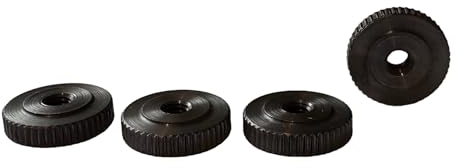 PrecisionGeek Knurled Thumb Nuts M4 x 4mm, Oxidised Steel, 16mm Diameter, Flat Female Lock Nut Adapter, DIN 467, Set of 4, for DIY, Mechanical & Electronics Use