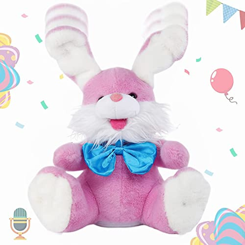 Lapin parlant répète ce que vous dites - Jouets d'enregistrement de lapin de Pâques avec chanson pour enfants - Jouet électronique interactif avec oreilles souples pour filles, garçons, bébés et