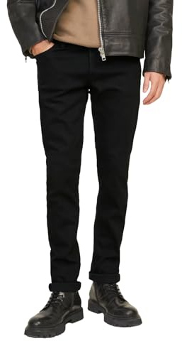 JACK & JONES Mens Glenn Jeans Slim Fit Low Rise Casual Cotton Black Jeans for Men UK, Black Colour, Size- 32W / 30L