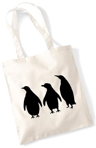 Huuraa Tasche Pinguine Silhouette Geschenk 10 Liter Natural Baumwolle Pinguine Accessoire