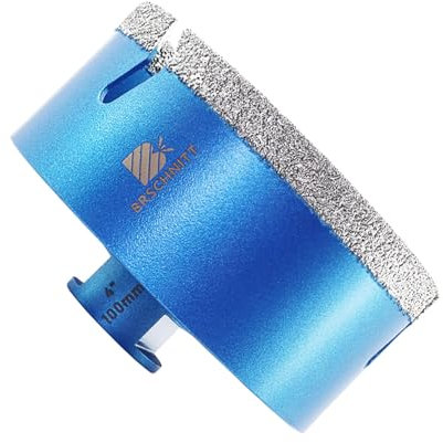 4 Inch Diamond Core Drill Bit for Porcelain Tile Ceramic Marble Granite Drilling,BRSCHNITT Vacuum Brazed Diamond Hole Saw with 5/8-11 Thread