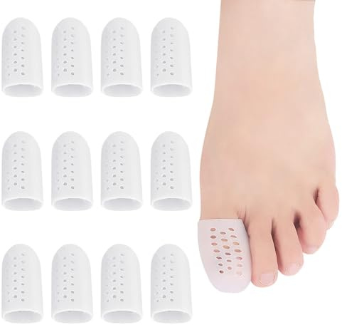 Silikon tåskydd, Gel Big Toe Caps, Gel Toe Protectors för män kvinnor, Andas med hål, Lättnad Inåtväxande tånaglar, Liktornar, Förhårdnader, Blåsor-12PCS-12whS