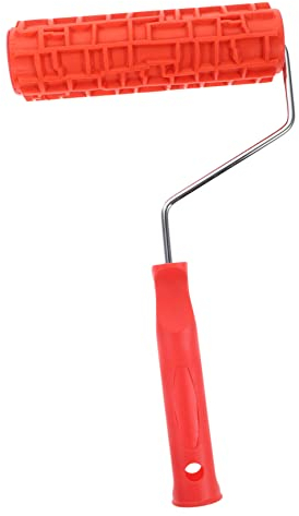 Mikikit 7 Zoll Rote Dekorative Strukturwalze aus Gummi und Abs Verschleißfest und Gratfrei für Selbstgemacht Holzdekoration an Wänden