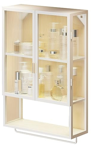 Medizinschrank aus Metall mit Glastür - Badezimmer Wandschrank zur Aufbewahrung Wohnzimmer Küche - über dem WC Hängeschrank