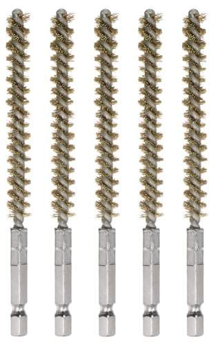 QUARKZMAN 5Pcs Cepillo de Latón para Limpiar Diámetro 8mm para Tubos | Tubos de Cepillo de Alambre de Bronce Retorcido, con Mango 1/4 Vástago Hexagonal, Puertos Rodamientos