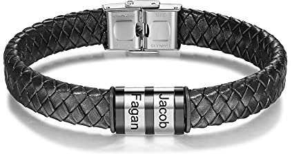 kaululu Vatertagsgeschenk für Papa Lederarmband Herren Personalisiertes Armband mit Gravur Namen für Herren Personalisierte Geschenke Männer Papa Geschenk