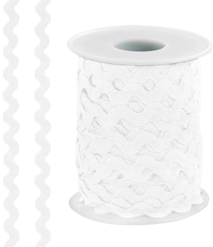 Swpeet - Cinta ondulada de tela blanca, 27 yardas, para embalaje de regalo, costura, artesanía y ropa