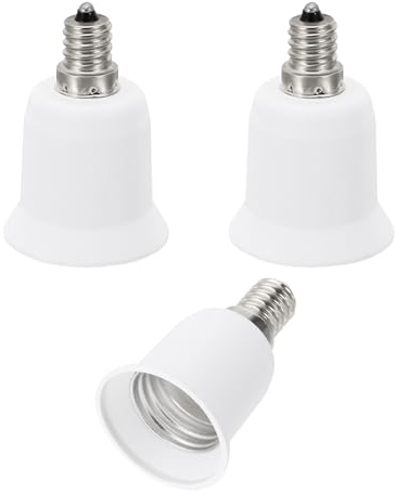 PATIKIL E12 vers E26/E27 Lumière Douille Adaptateur, Adaptateur de douille, 3pcs Lampe Support Convertir Vis Base Convertisseur pour Halogène CFL Lumière Ampoule, Blanc