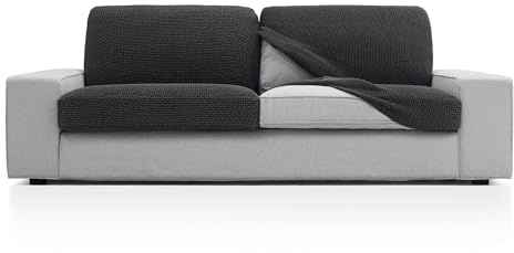 FAVERTI® Funda Super Elástica de cojín de sofá con Medidas Entre 50-85 cm por 45-70 cm y 10-20 cm de Alto | Modelo NOVELE | Funda de Asiento o Respaldo de sillón o sofá Gris Oscuro