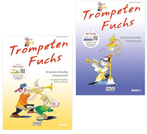 Trompetenfuchs 2 und 3 mit Online QR Codes: (Starterset) - Trompeten Fuchs Band 2 und Band 3 - ISBN 9783866260795/9783866260801 - EH 3802/ EH 3803 + Soundman Poliertuch