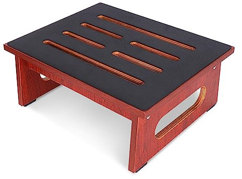 A Wooden Step Stool for Adults and Seniors 6.5 in with Non-Slip Rubber Pad, for Indoor and Outdoor Use, 450 Ib, Portable Wooden Standing Aid (Walnut)