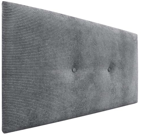 DHOME Kopfteil aus glattem Cord mit Knöpfen, hohe Qualität, modernes gepolstertes Kopfteil, Luxus-Bett, gepolstertes Schlafzimmer (Dunkelgrau, 80 cm)