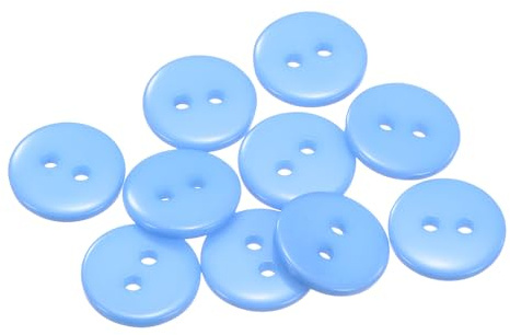 QUARKZMAN 10 Stück Blau Knöpfe 12,5 mm Große Nähknöpfe 2 Löcher Harz Runde Bastelknöpfe Ersatzknöpfe für Mantel Kleidung Jacke Hemden Blazer DIY Handwerk Scrapbooking Dekoration