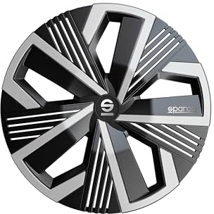 Sparco Satz von 4 Radkappen 15“. Modell Nagoya Schwarz/Silber. Sportliches Design für Ihre Autofelgen. Starke und haltbare Konstruktion.